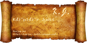 Káplár Judit névjegykártya